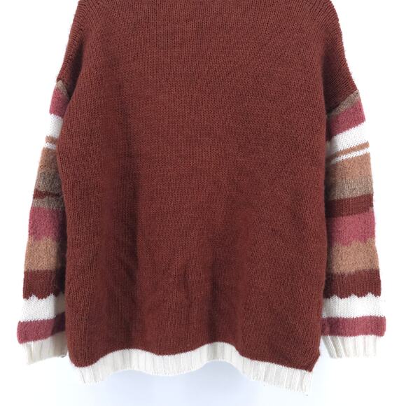 Elsamanda Womens Neutral Alpaca Wool Boho Southwestern Abstract Open Cardigan M - Picture 10 of 10